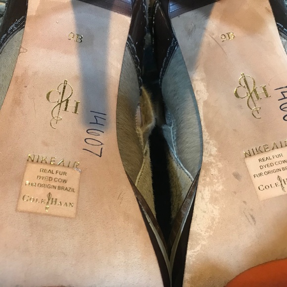 Cole Haan Nike Air "Kiltie" Tan Leather Heeled Booties - Picture 13 of 13